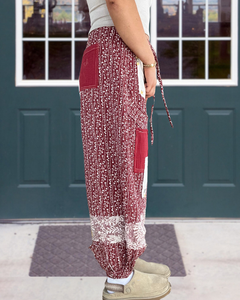 Chic Floral Patchwork Harem Pants
