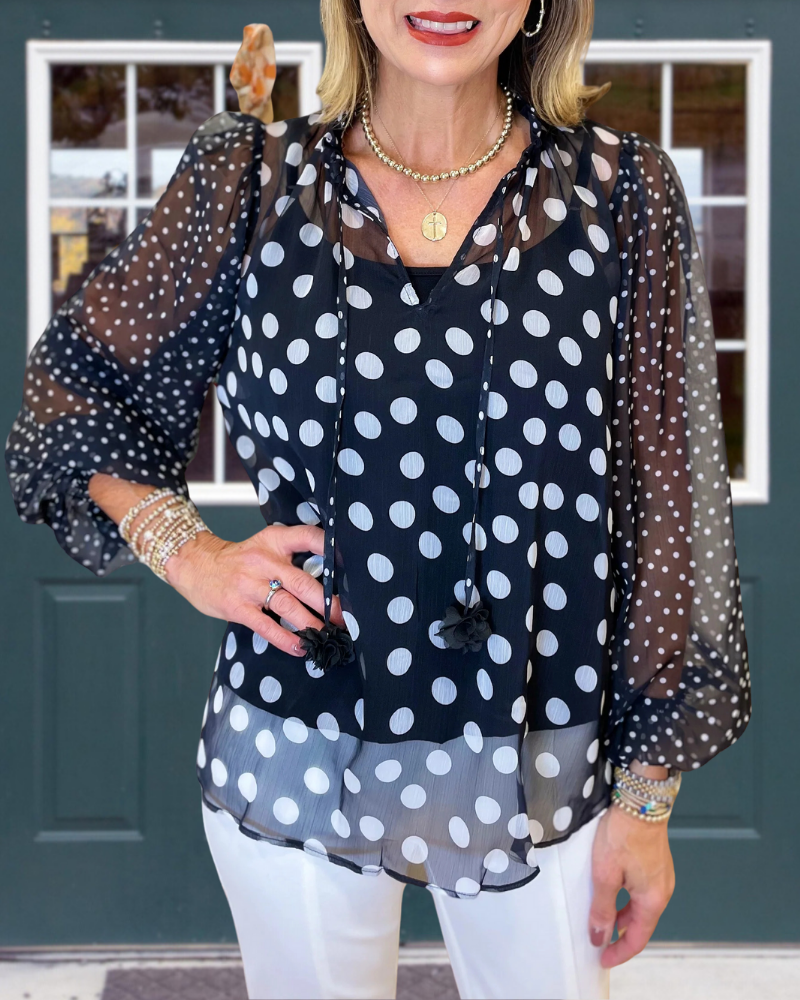 Polka Dot Chiffon Top