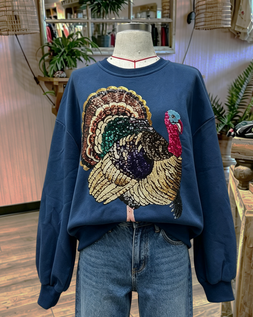 Oversized Turkey Sequined Sweatshirt