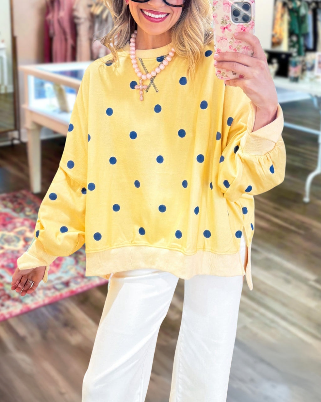 Color-block Polka-dot Pullover