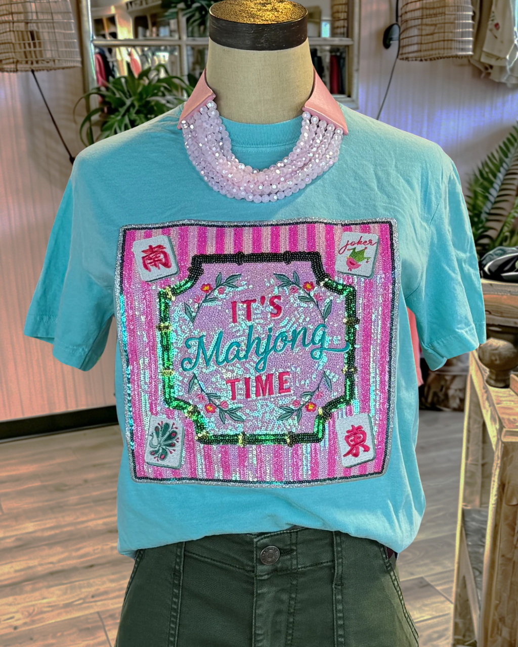 IT'S Mahjong Time Sequin Tee
