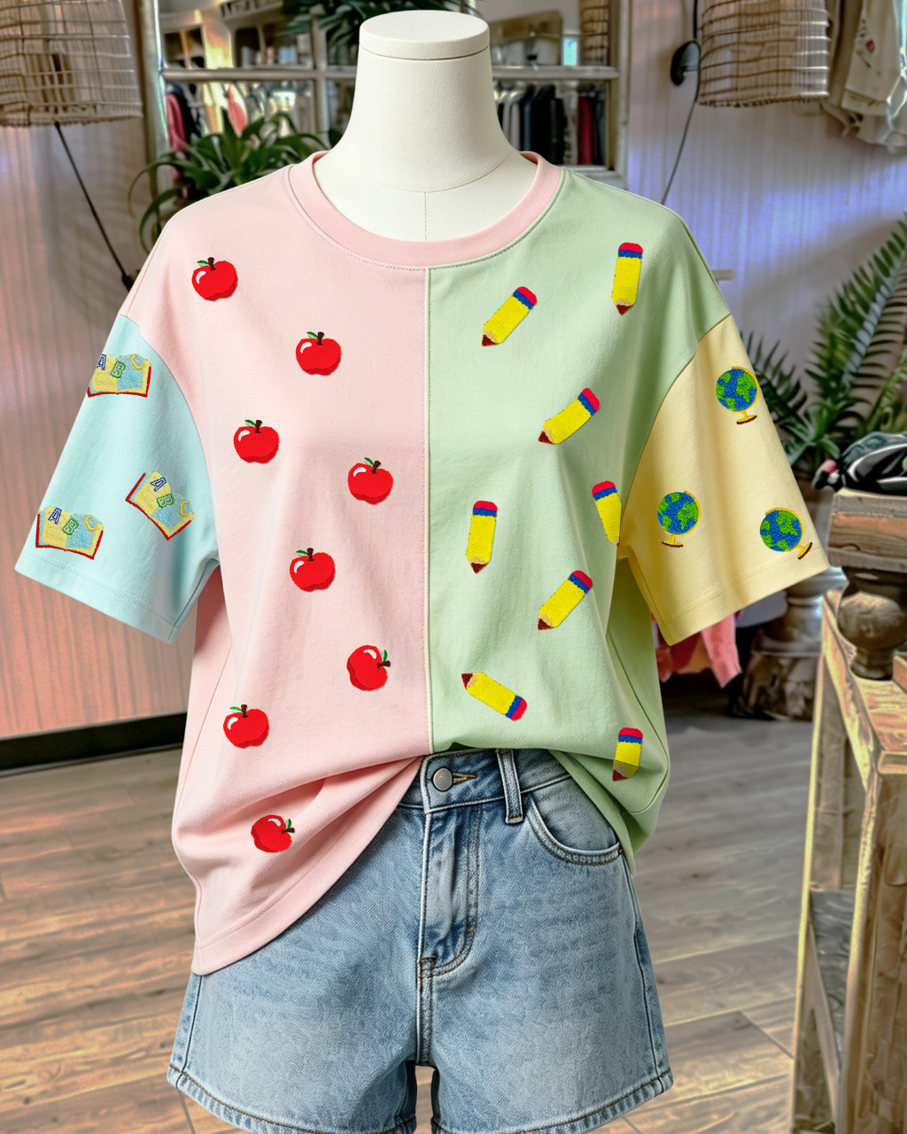 School Supplies Color Block T-shirt