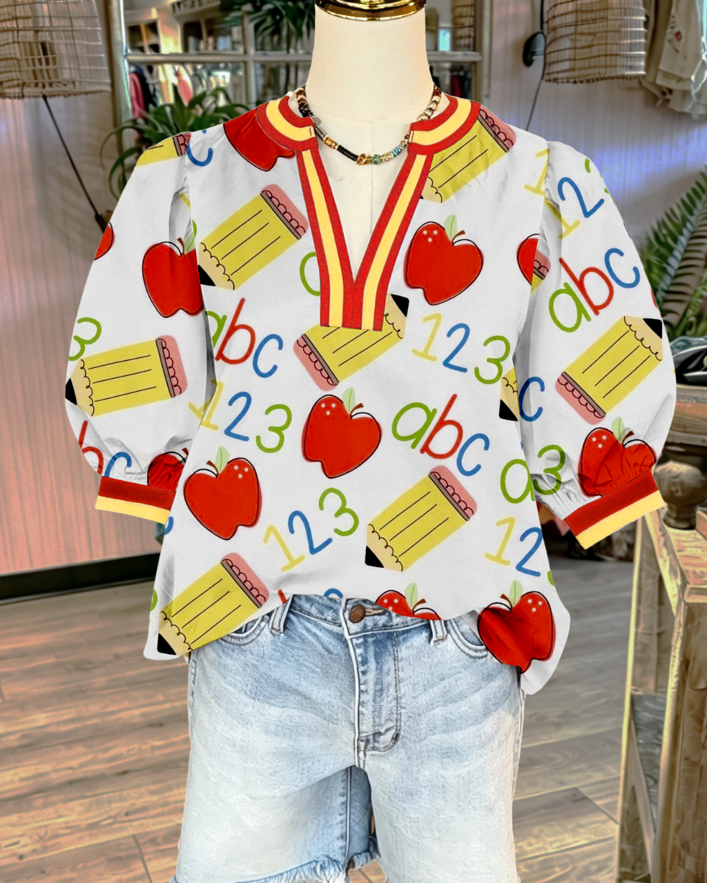 Festive School Supplies Satin Top