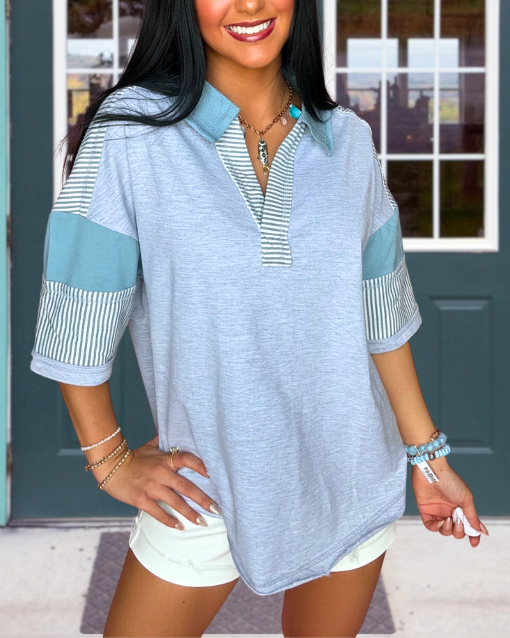 Little Attitude Striped Colorblock Top