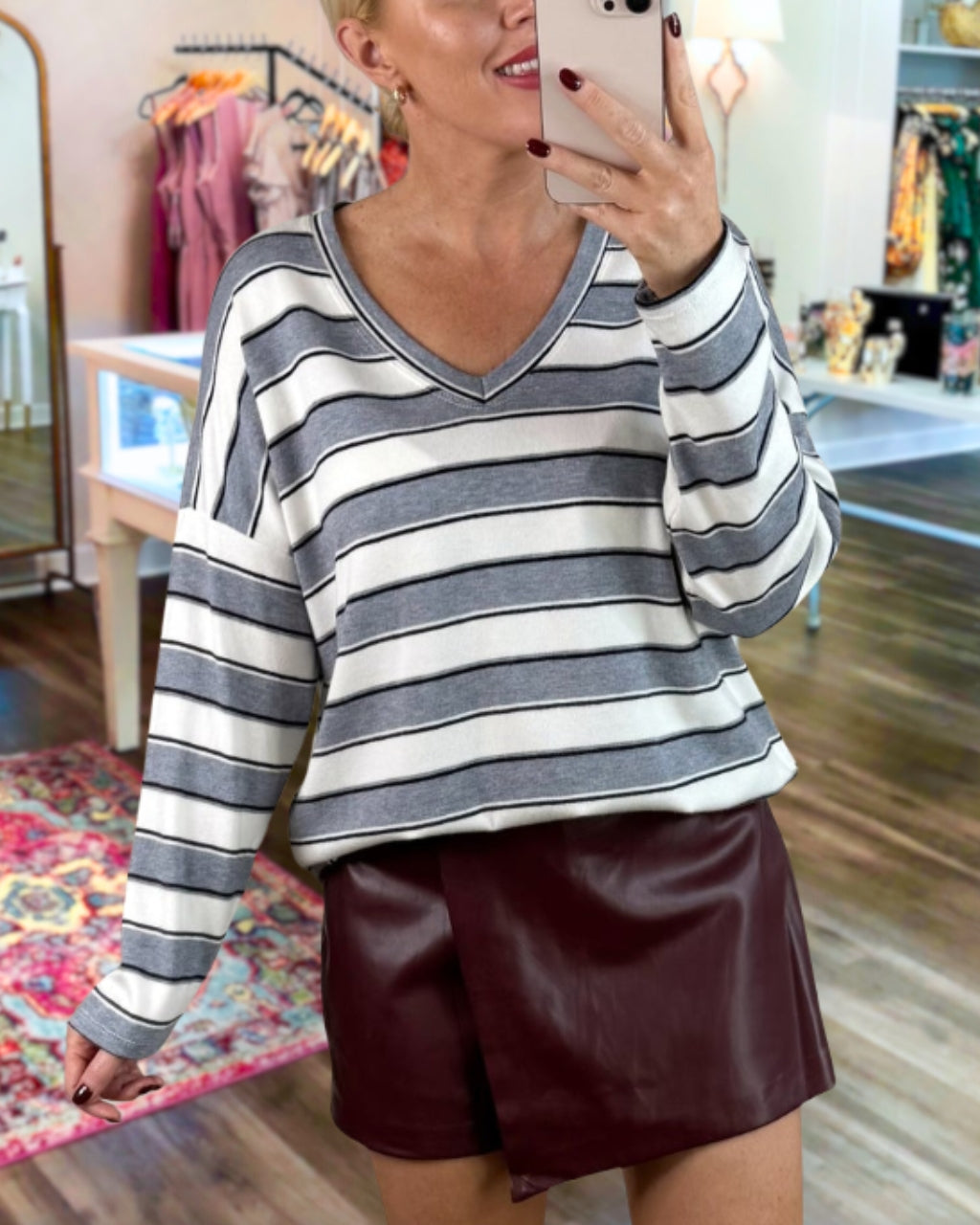 Chic Striped V-Neck Top
