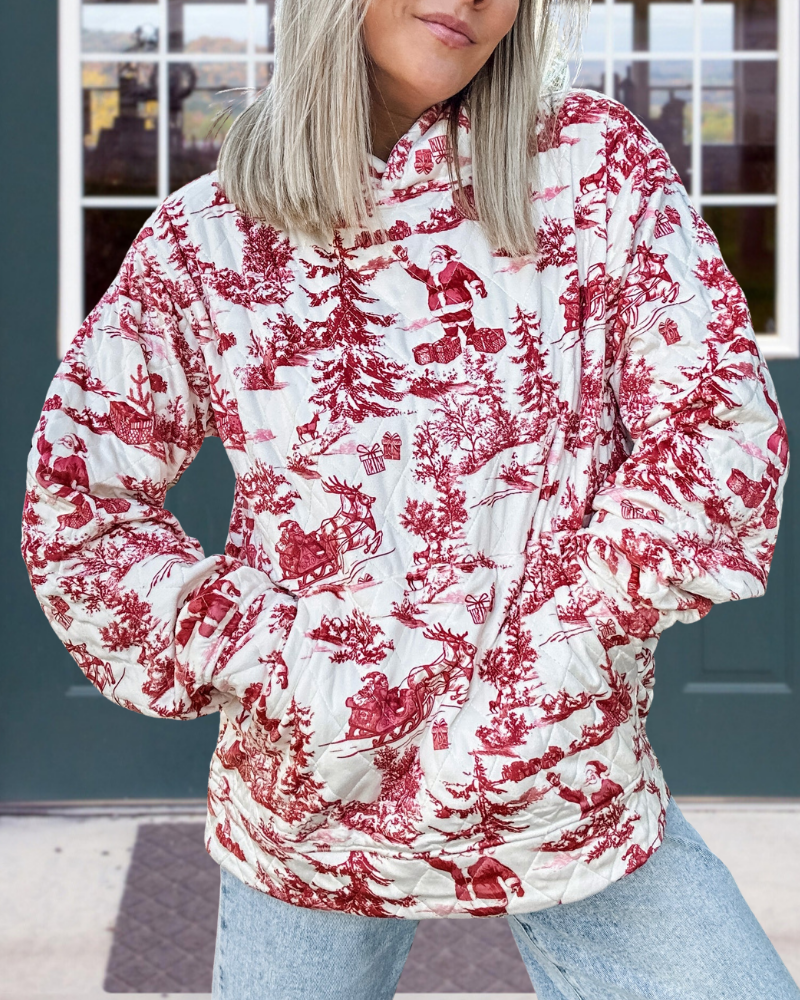 Christmas Sight Quilted Hooded Sweatshirt