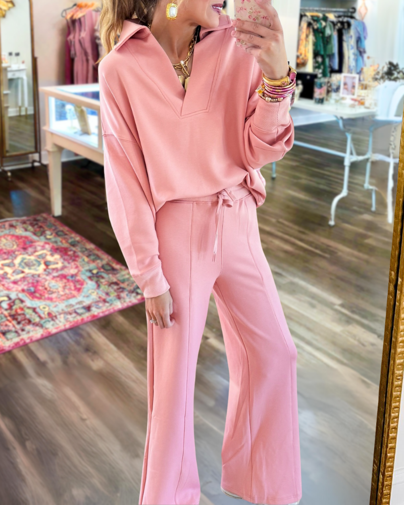 Casual Minimalist V-Neck Set