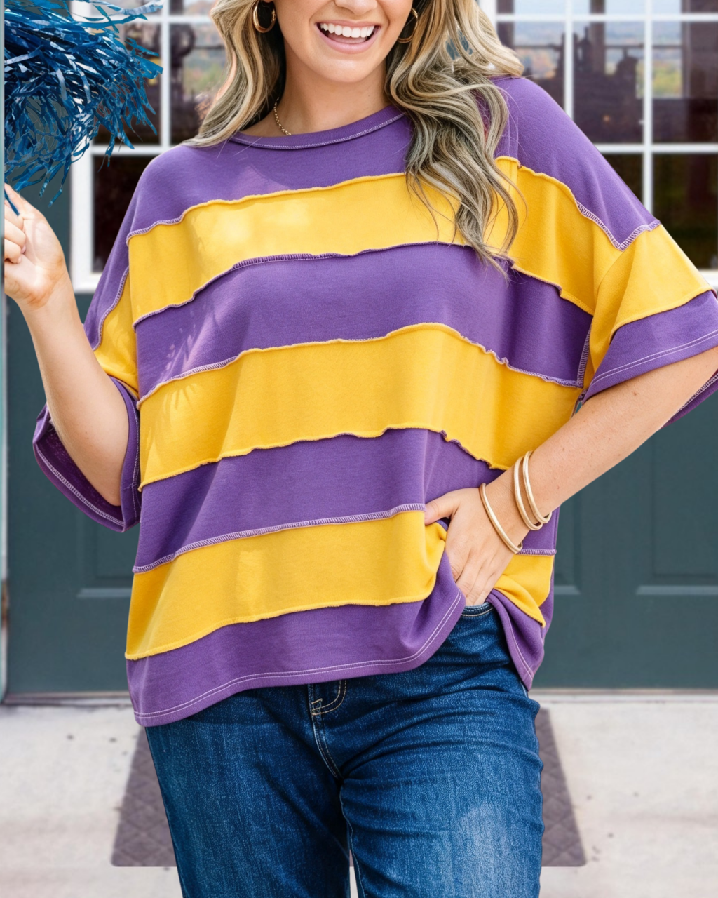 Color-blocked Reverse Stitching Top