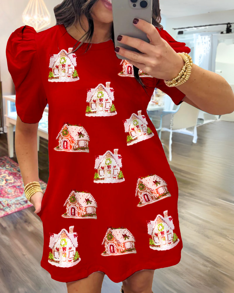 Christmas House Sequin Dress