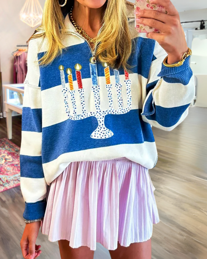 Hanukkah Colorblock Half-zip Pullover