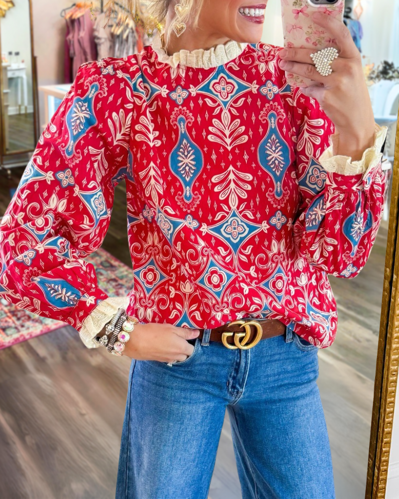 Unique Floral Satin Lace Top