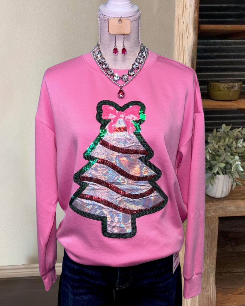 Christmas Tree Bow Crewneck Sweatshirt