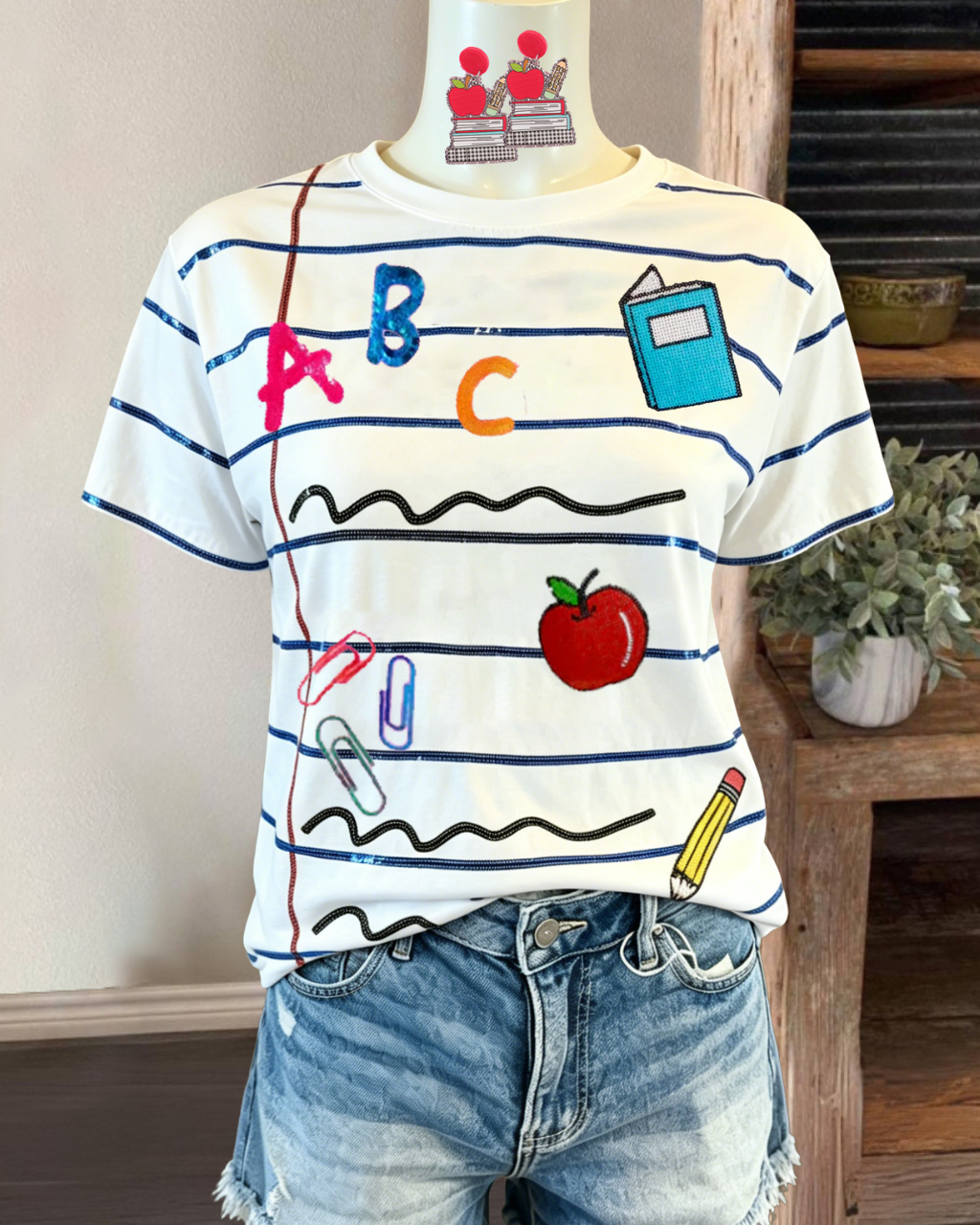 School Day Sequin Striped T-Shirt