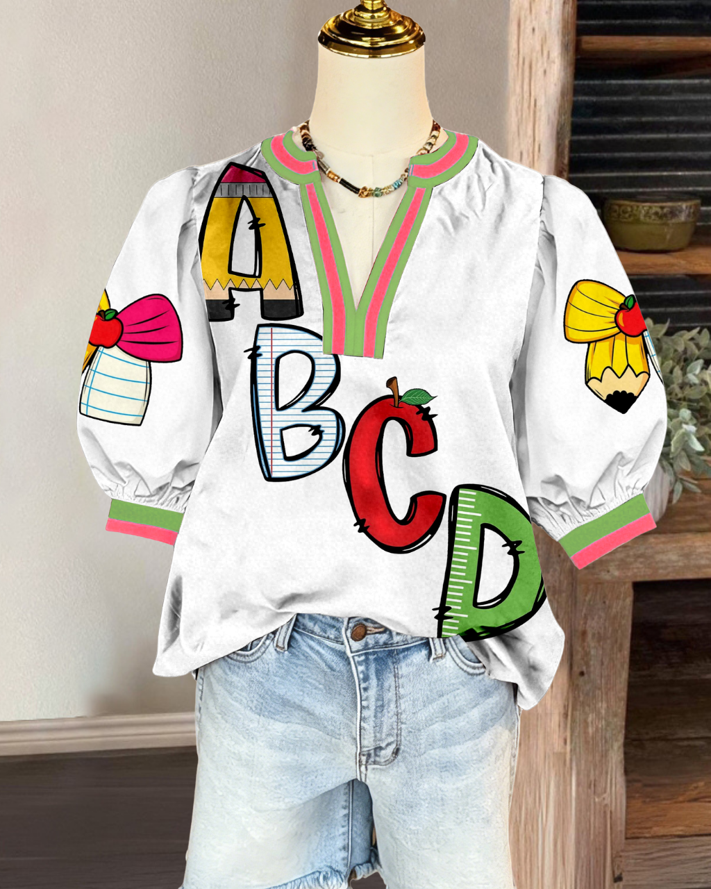 ABCD Contrast Trim Satin Top