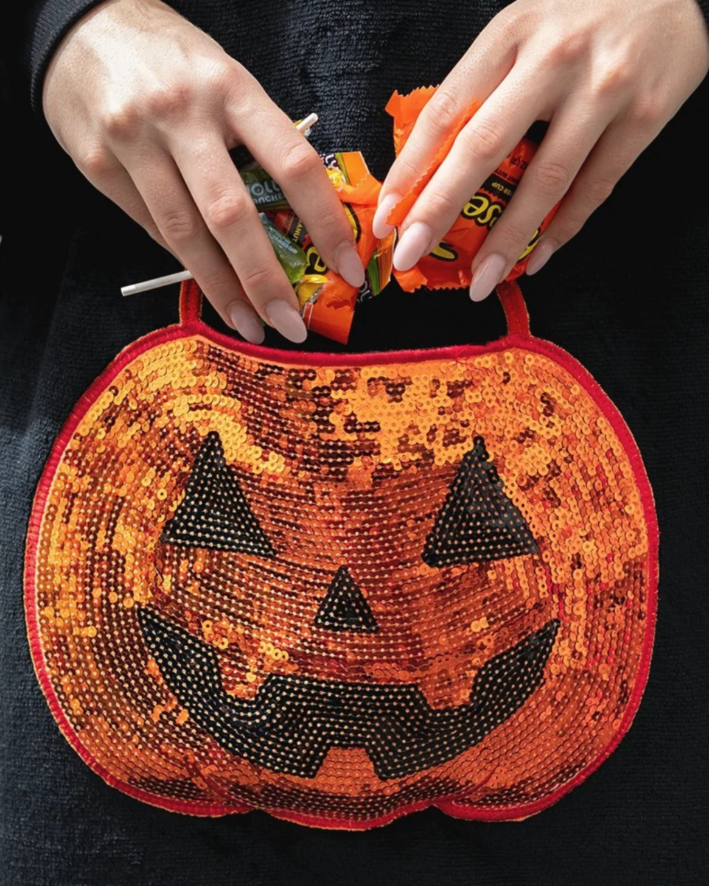 Pumpkin Tote Bag Sequin Pullover