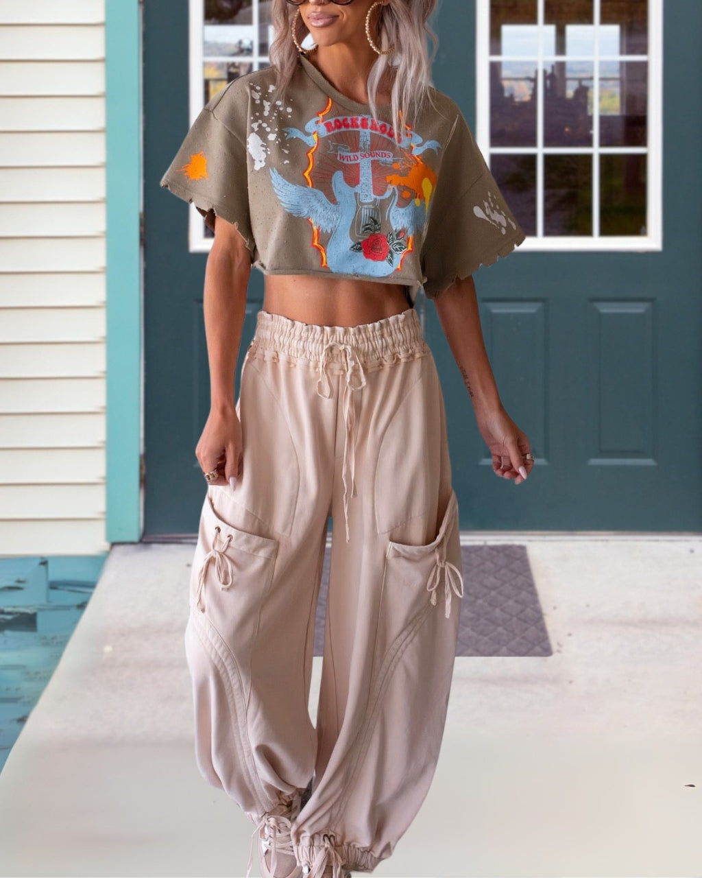 Washed Crinkle Balloon Pants