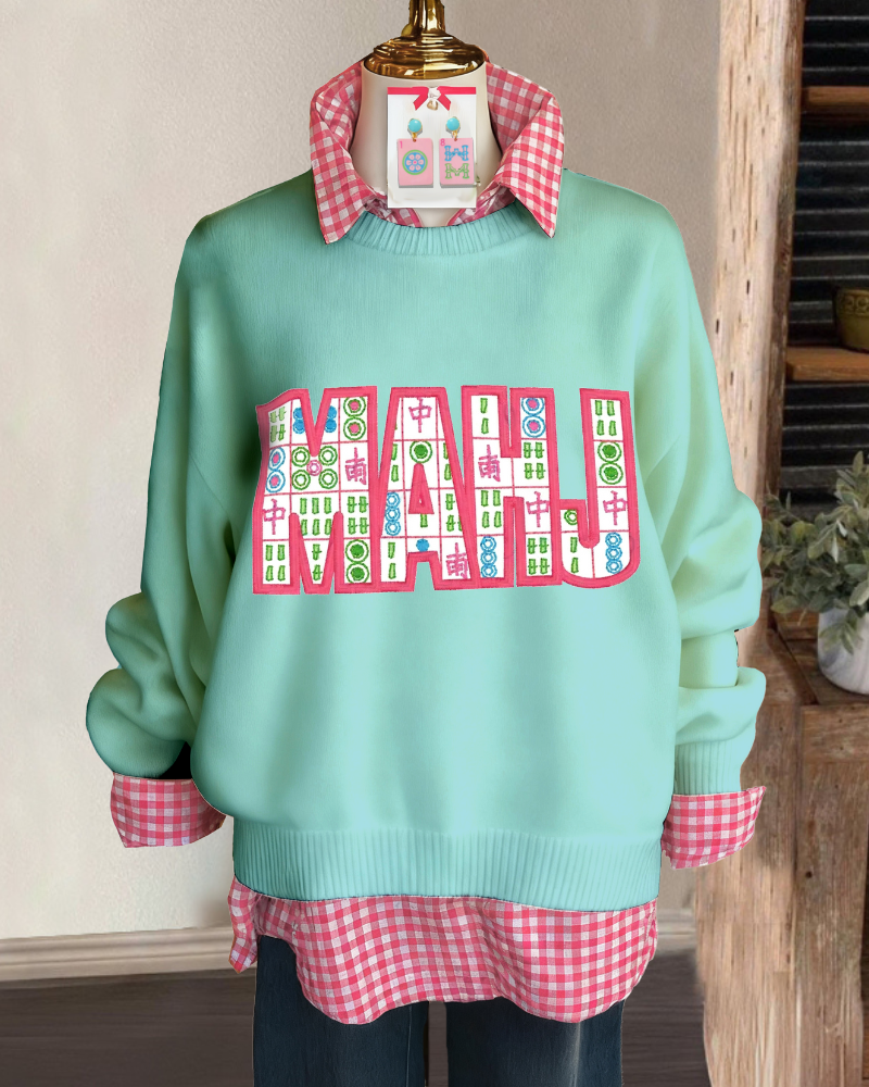 Unique Mahjong Embroidered Pullover