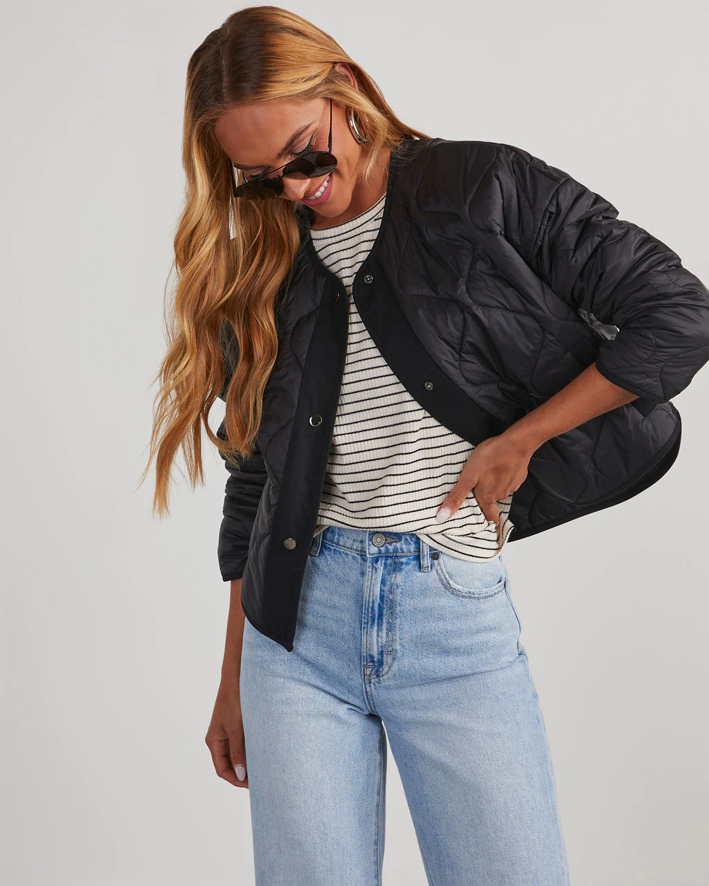 Wave Quilted Cropped Jacket