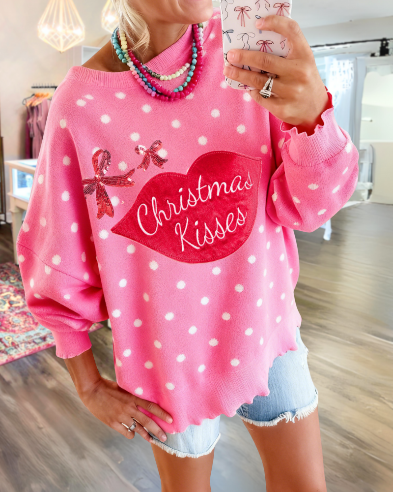 Christmas Kiss Polka Dot Sweatshirt