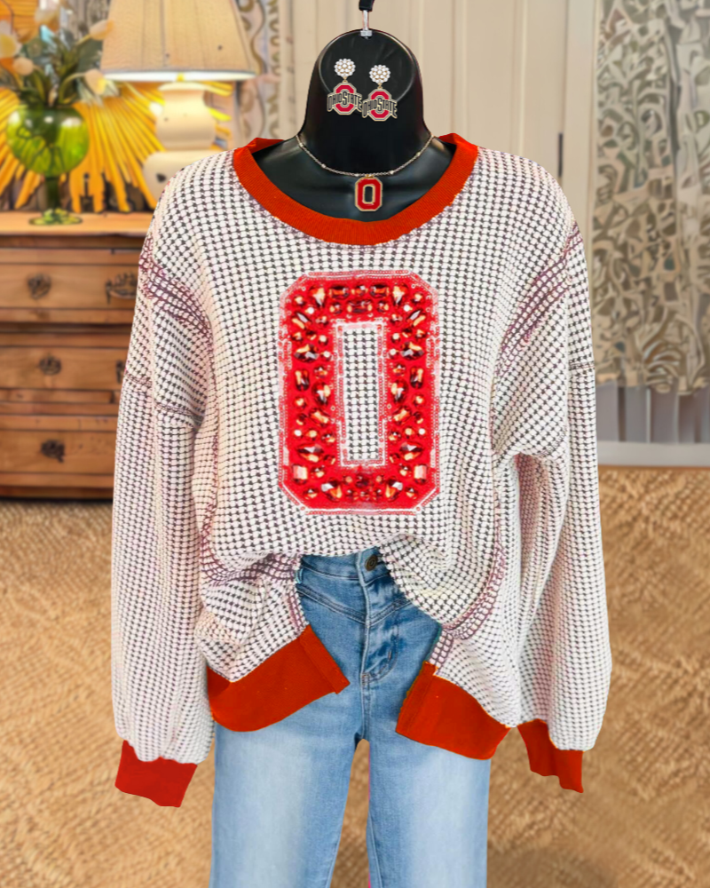 OHIO Rhinestone Embroidered Sweatshirt