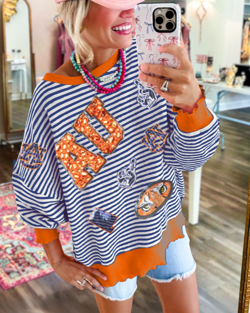 Auburn Tigers Sequin Striped Sweatshirt