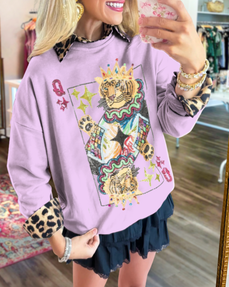 Sequin Tiger Poker Top