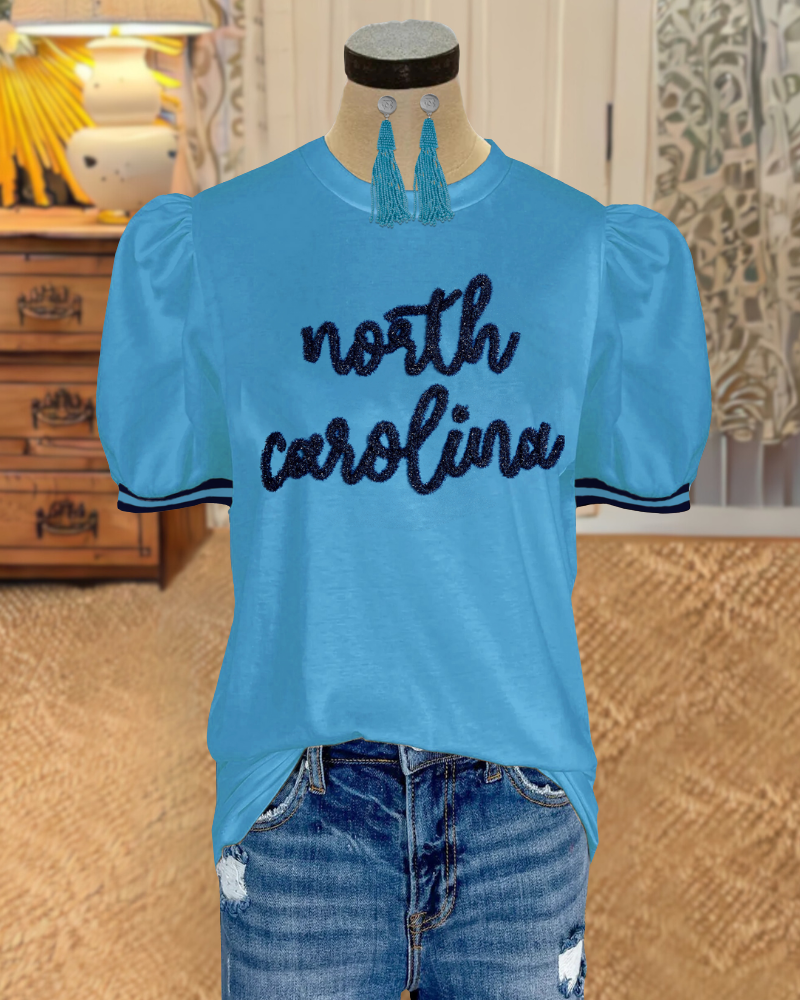 UNC Rameses Embroidered Top