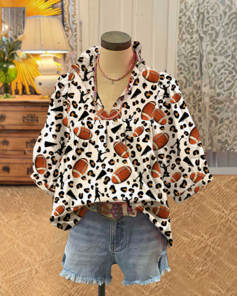 Football + Leopard Pleated Top