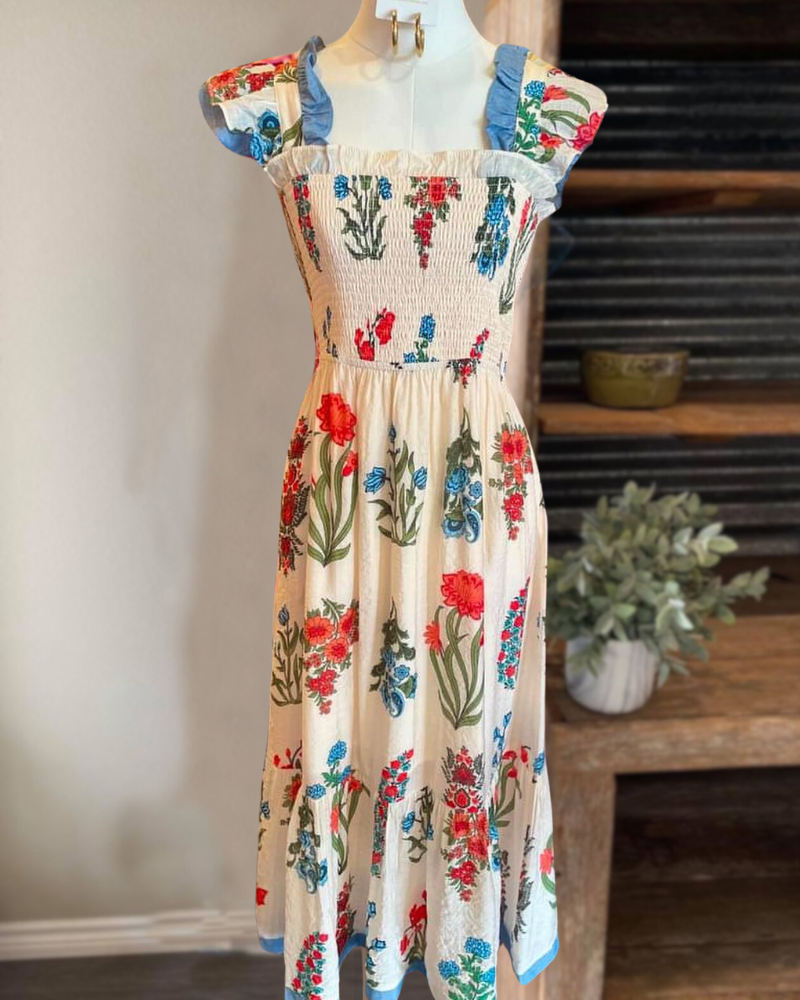 Rose Smocked Maxi Dress