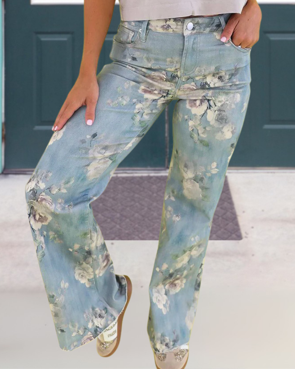 Vintage Floral Wide-leg Pants