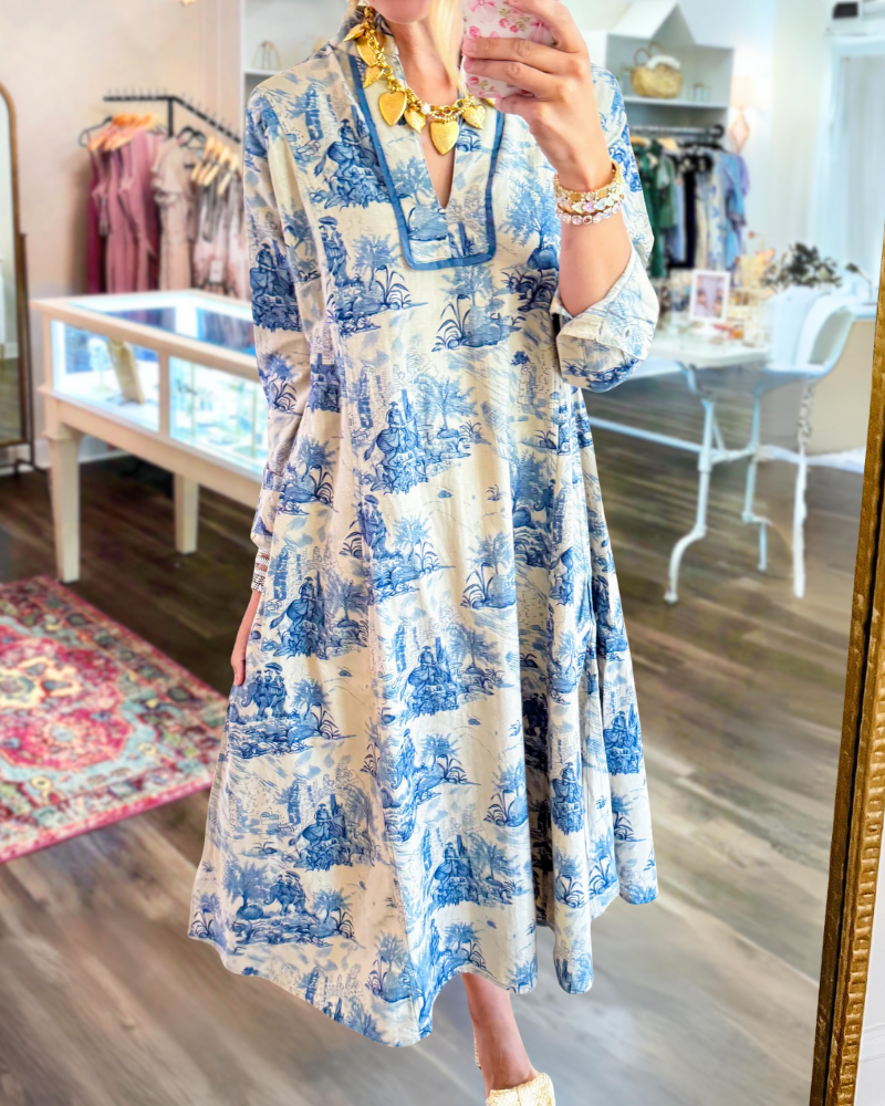 Trendy Landscape V-Neck Dress