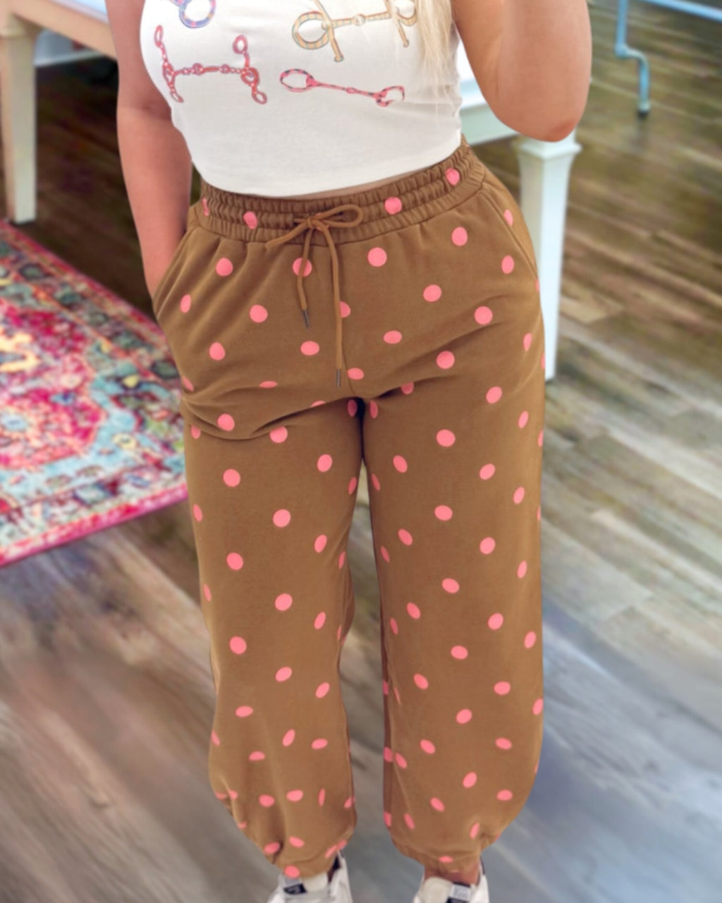 Vibrant Contrast Polka Dot Joggers