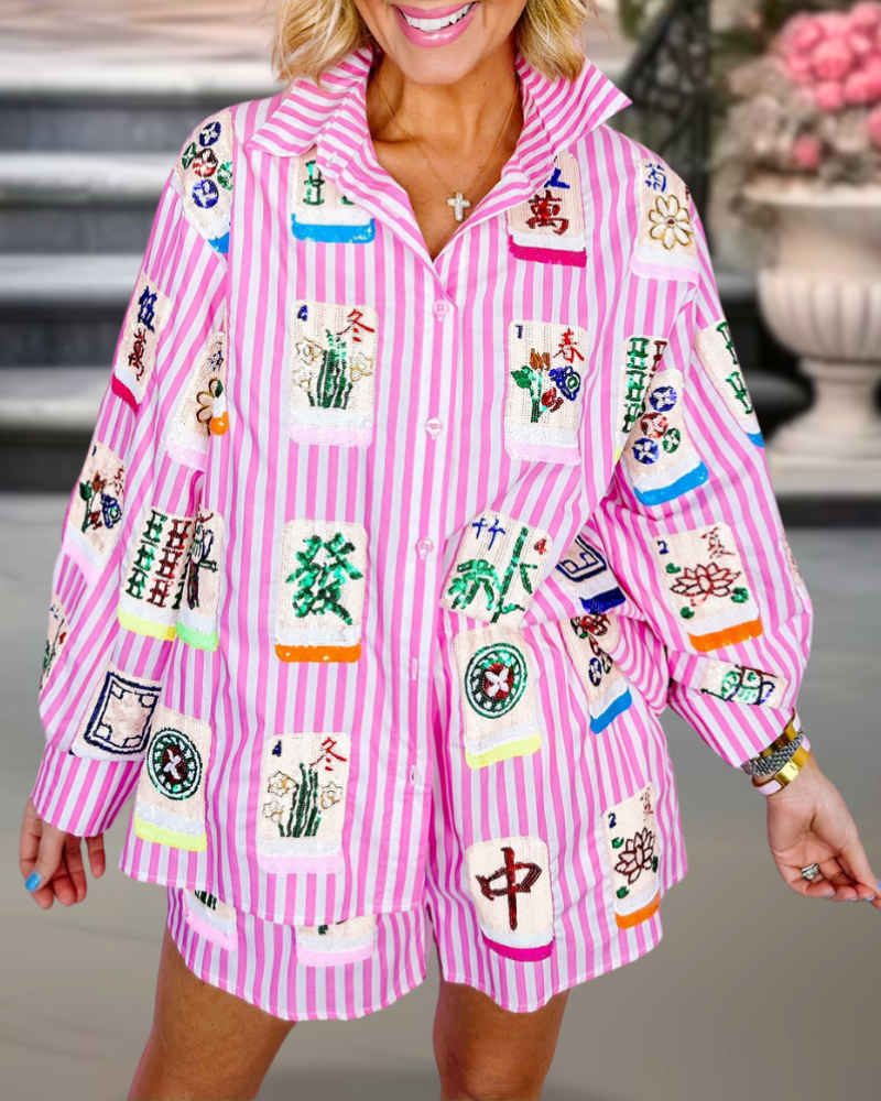 Striped Mahjong Sequin Set