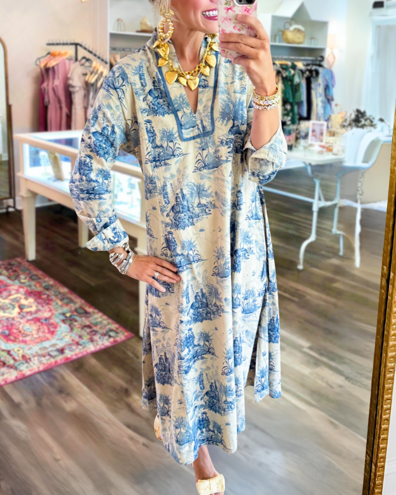 Trendy Landscape V-Neck Dress