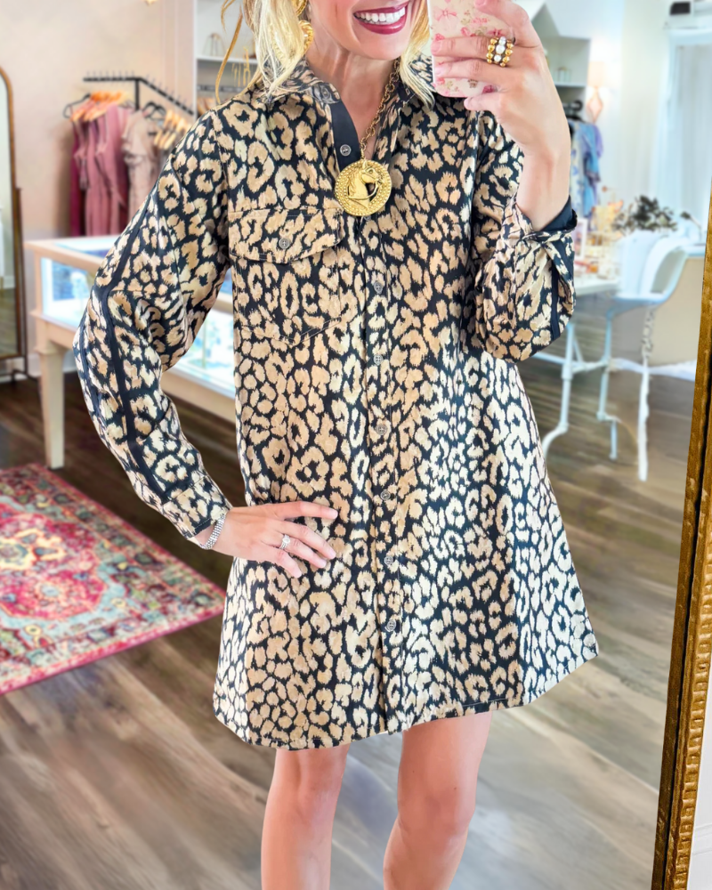 Leopard Button Mini Dress