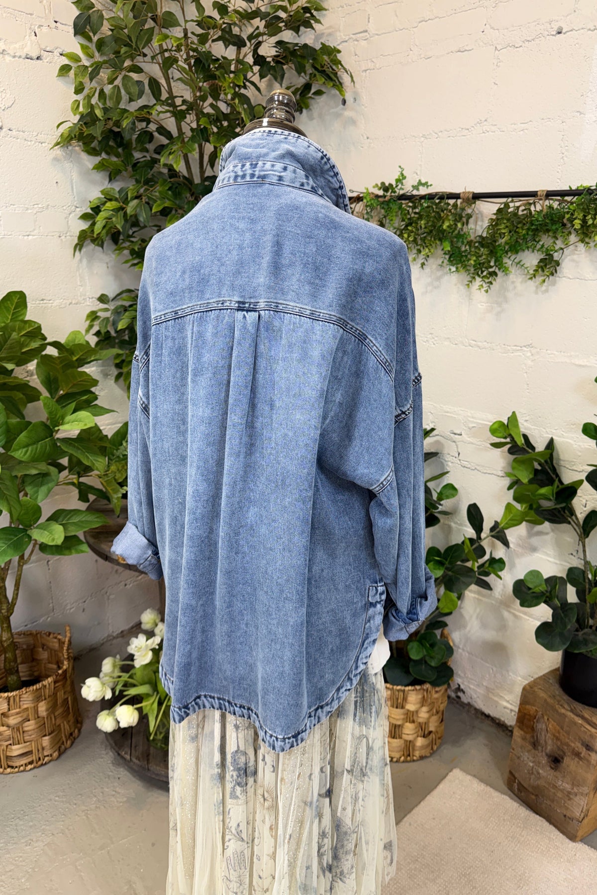 Casual Long Sleeved Denim Shirt