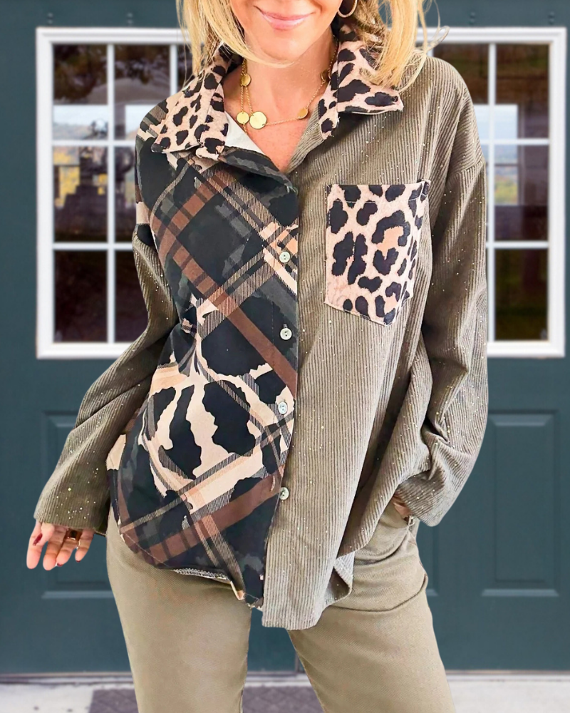 Chic Leopard Plaid Patchwork Shirt