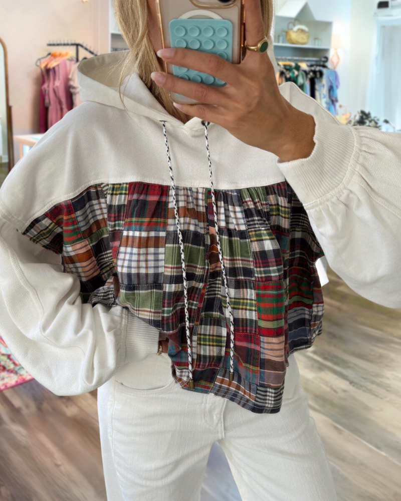 Unique Plaid Patchwork Hoodie