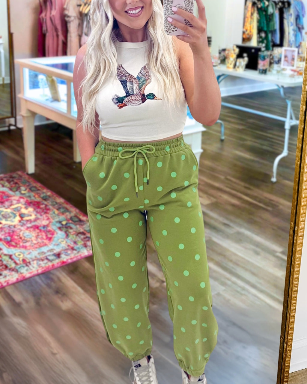 Vibrant Contrast Polka Dot Joggers