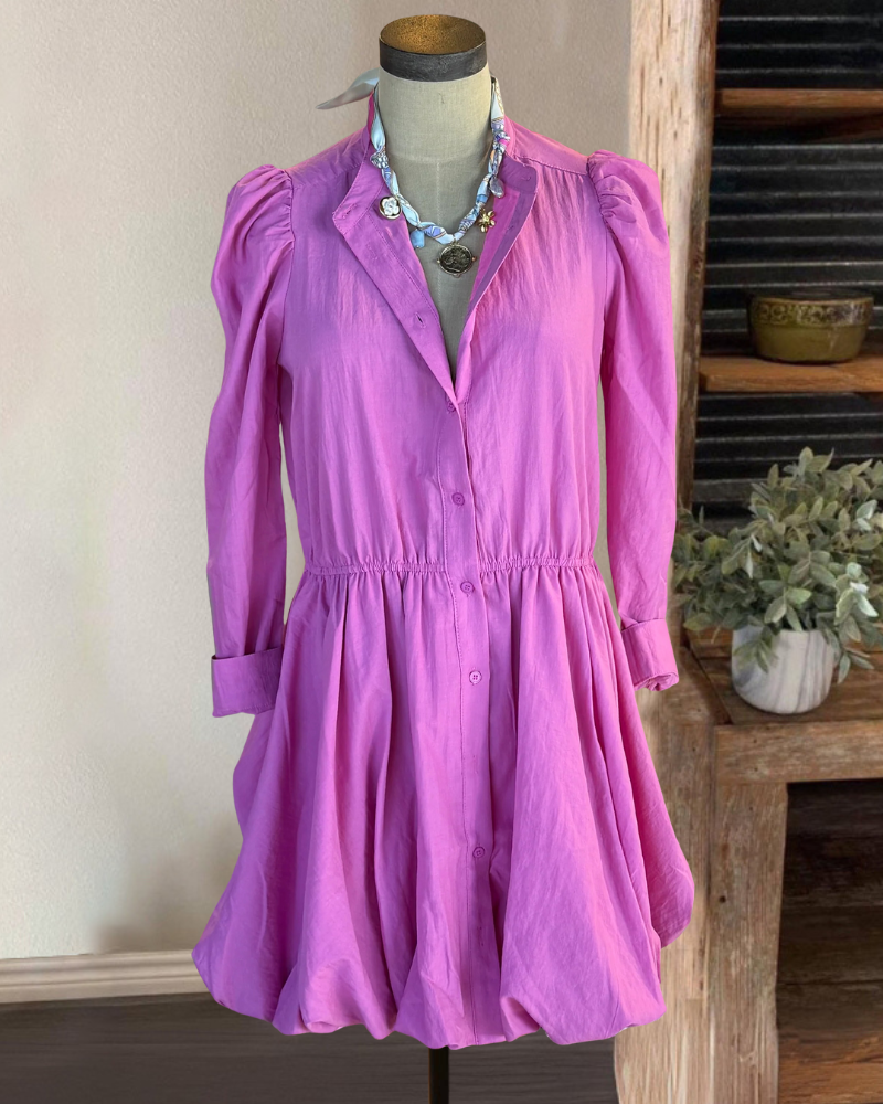 Trendy Button Down Bubble Dress