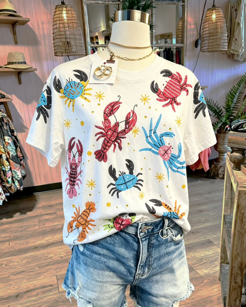 Crab Lobster Sequined Tee