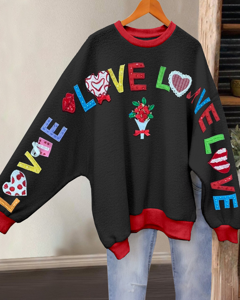 Romantic LOVE Embroidered Sweatshirt
