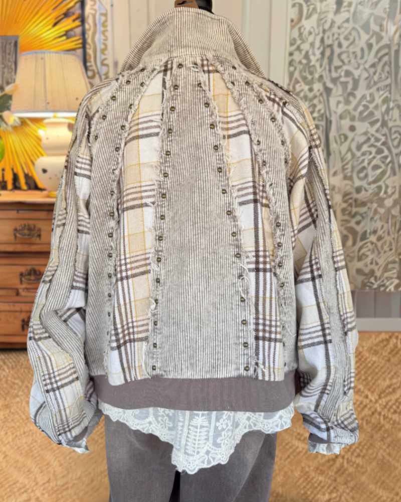 Corduroy Plaid Patchwork Jacket