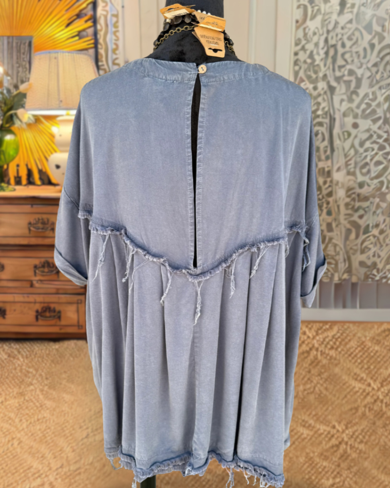 Bohemian Raw Edge Crewneck Top