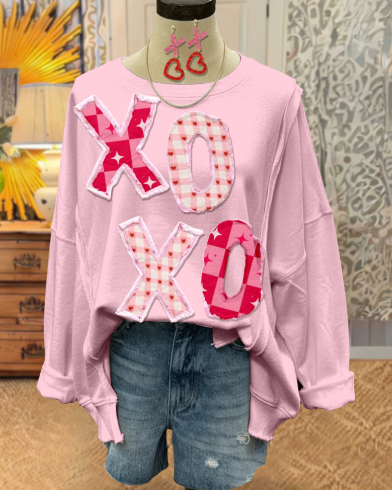 XOXO Embroidered Crewneck Sweatshirt