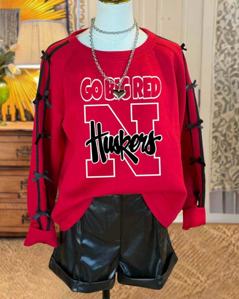 Nebraska Huskers Bow Embroidered Sweatshirt