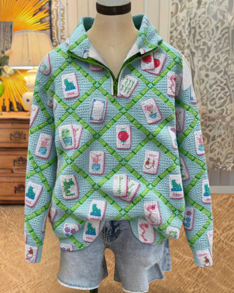 Mahjong Waffle Half-Zip Sweatshirt