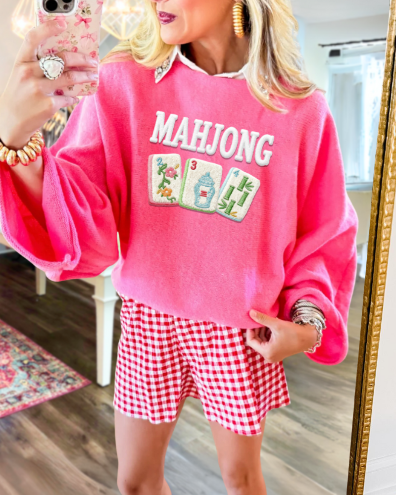 Simple Mahjong Print Pullover