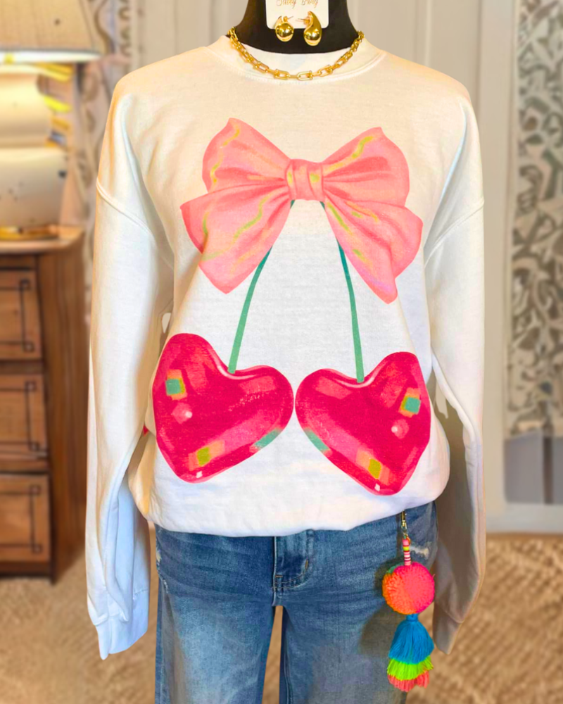 Heart Cherry Bow Top