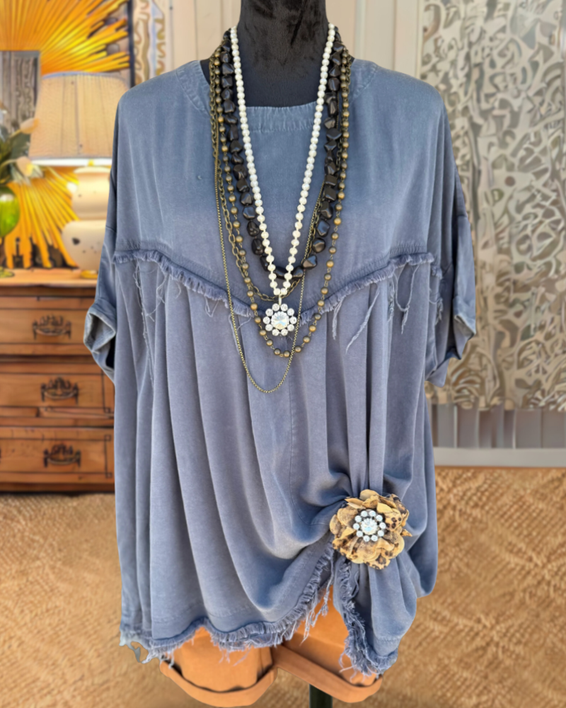 Bohemian Raw Edge Crewneck Top